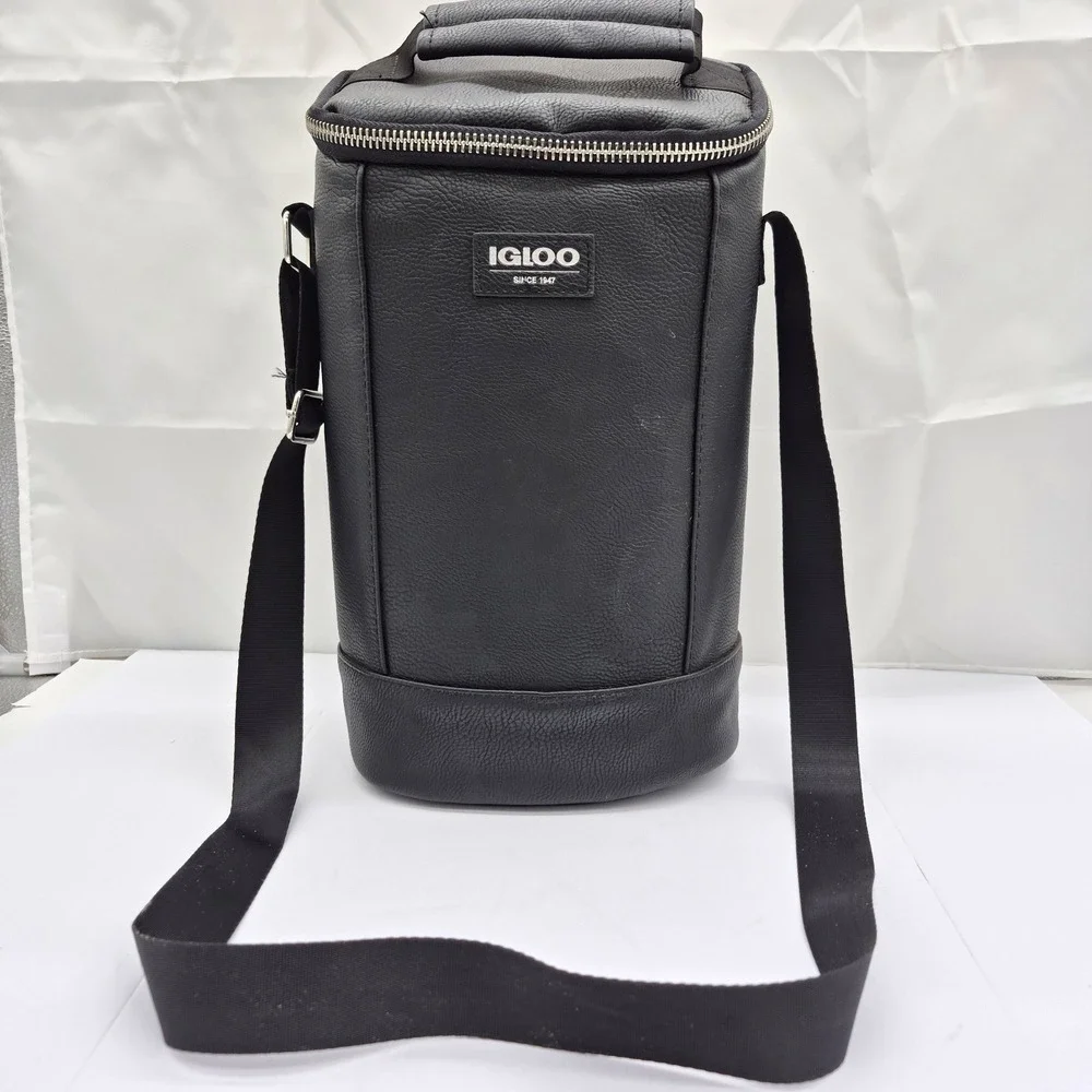Igloo 2 Bottle Insulated Wine Cooler Bag Black Adjustable Shoulder Strap Handle